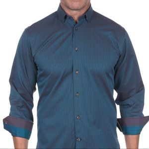 Blue and purple plaid with blue and purple cuffs